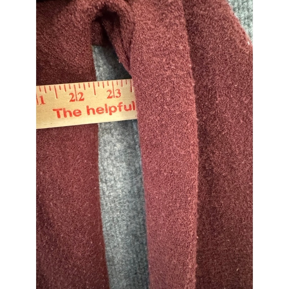LL Bean Womens Burgundy Fleece Button Front Cardigan Leaf Embroidery Size M - Picture 5 of 6